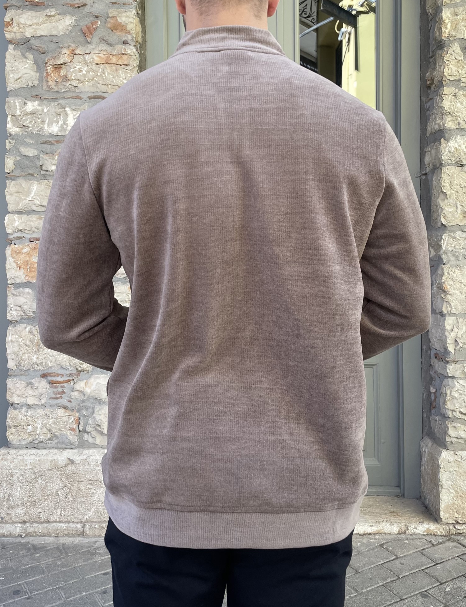 Ανδρικό πούρο πουλόβερ μονόχρωμο με γιακά και φερμουάρ 4477 φωτογραφία